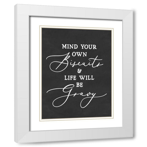 Biscuits And Gravy White Modern Wood Framed Art Print with Double Matting by Lettered And Lined