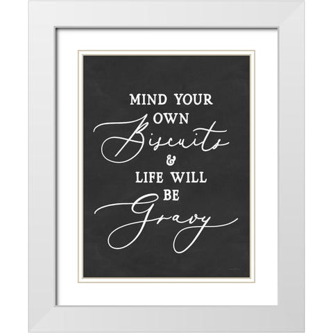 Biscuits And Gravy White Modern Wood Framed Art Print with Double Matting by Lettered And Lined