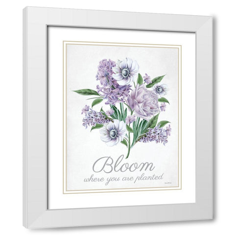 Bloom Where You are Planted White Modern Wood Framed Art Print with Double Matting by Lettered And Lined