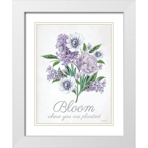 Bloom Where You are Planted White Modern Wood Framed Art Print with Double Matting by Lettered And Lined