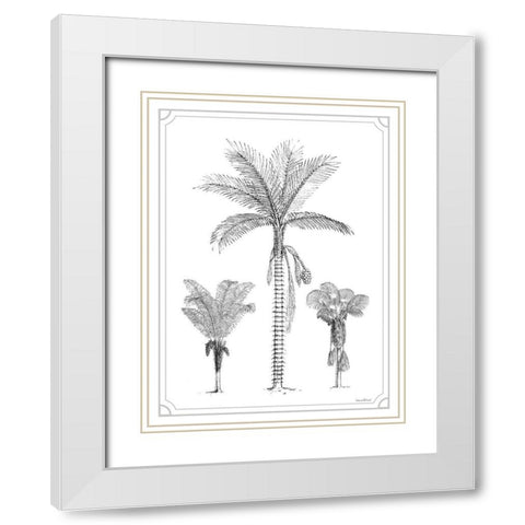 Palm Trio White Modern Wood Framed Art Print with Double Matting by Lettered And Lined