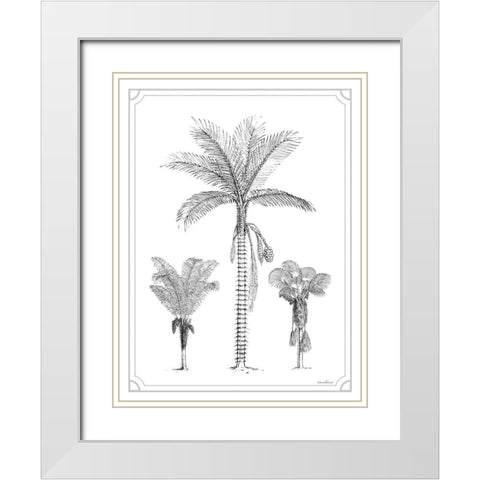 Palm Trio White Modern Wood Framed Art Print with Double Matting by Lettered And Lined