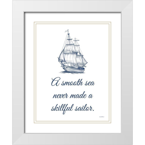 Skillful Sailor White Modern Wood Framed Art Print with Double Matting by Lettered And Lined