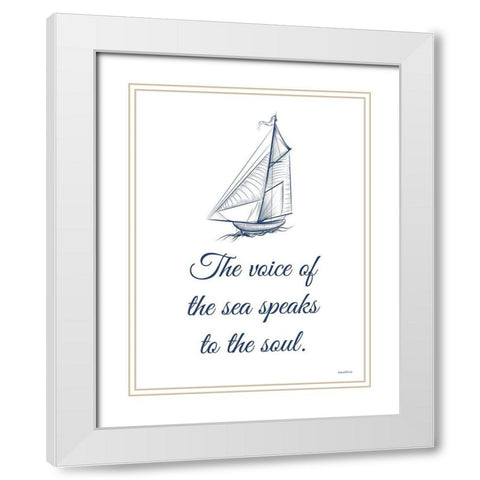 The Voice of the Sea White Modern Wood Framed Art Print with Double Matting by Lettered And Lined