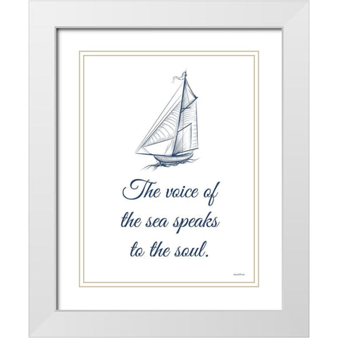 The Voice of the Sea White Modern Wood Framed Art Print with Double Matting by Lettered And Lined