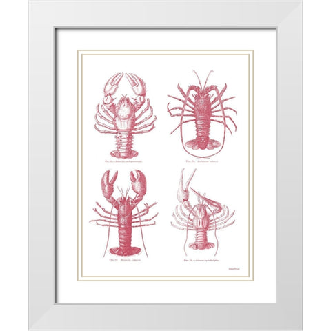 Lobsters White Modern Wood Framed Art Print with Double Matting by Lettered And Lined