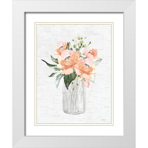 Spring Floral I White Modern Wood Framed Art Print with Double Matting by Lettered And Lined