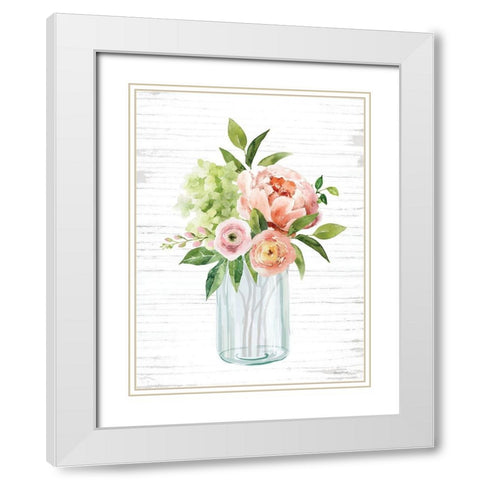 Spring Floral III White Modern Wood Framed Art Print with Double Matting by Lettered And Lined