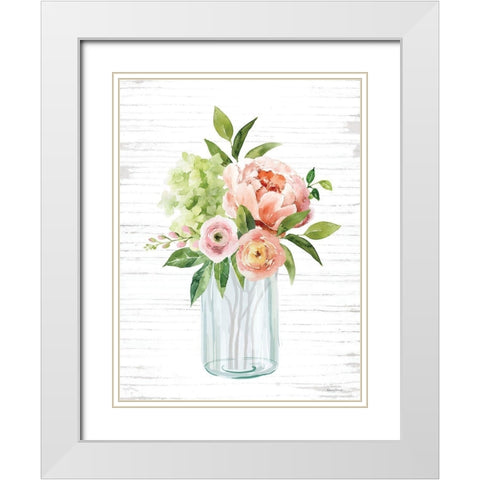 Spring Floral III White Modern Wood Framed Art Print with Double Matting by Lettered And Lined