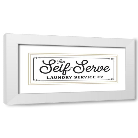 Self Serve Laundry White Modern Wood Framed Art Print with Double Matting by Lettered And Lined