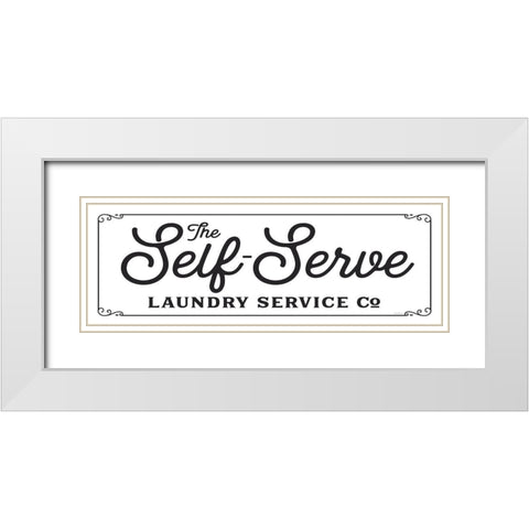 Self Serve Laundry White Modern Wood Framed Art Print with Double Matting by Lettered And Lined