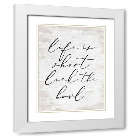 Lick the Bowl White Modern Wood Framed Art Print with Double Matting by Lettered And Lined