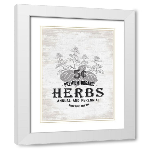 Herbs White Modern Wood Framed Art Print with Double Matting by Lettered And Lined
