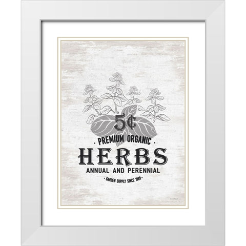 Herbs White Modern Wood Framed Art Print with Double Matting by Lettered And Lined
