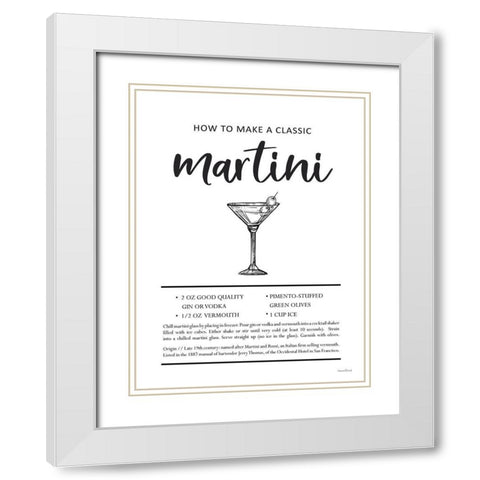 Martini White Modern Wood Framed Art Print with Double Matting by Lettered And Lined