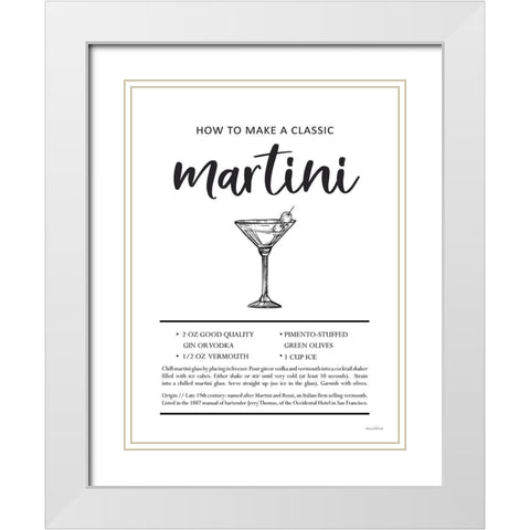 Martini White Modern Wood Framed Art Print with Double Matting by Lettered And Lined