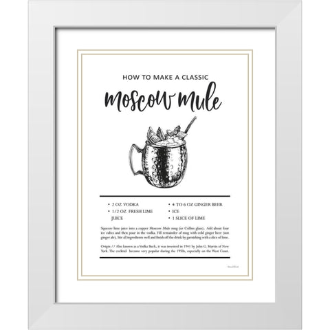 Moscow Mule White Modern Wood Framed Art Print with Double Matting by Lettered And Lined
