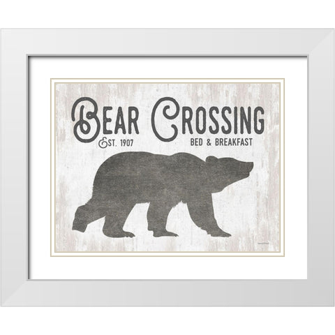 Bear Crossing White Modern Wood Framed Art Print with Double Matting by Lettered And Lined