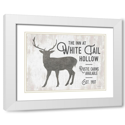 White Tail Hollow White Modern Wood Framed Art Print with Double Matting by Lettered And Lined