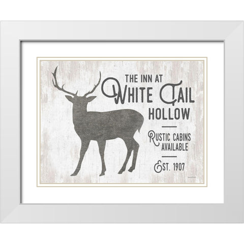 White Tail Hollow White Modern Wood Framed Art Print with Double Matting by Lettered And Lined