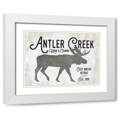 Antler Creek White Modern Wood Framed Art Print with Double Matting by Lettered And Lined