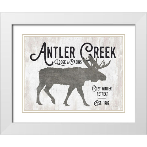 Antler Creek White Modern Wood Framed Art Print with Double Matting by Lettered And Lined