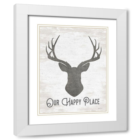 Our Happy Place White Modern Wood Framed Art Print with Double Matting by Lettered And Lined