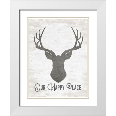 Our Happy Place White Modern Wood Framed Art Print with Double Matting by Lettered And Lined