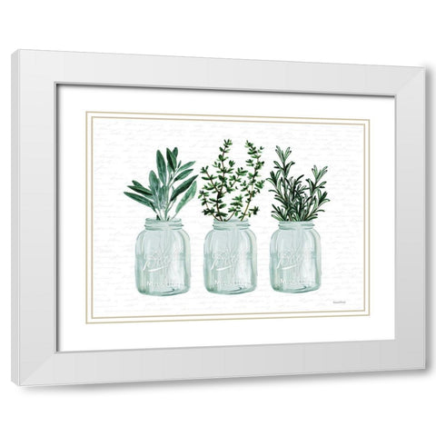 Herbs White Modern Wood Framed Art Print with Double Matting by lettered and lined