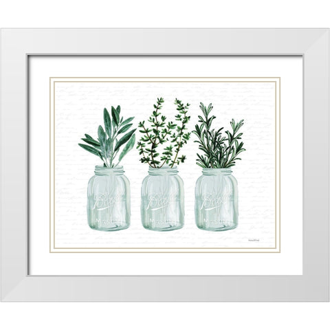 Herbs White Modern Wood Framed Art Print with Double Matting by lettered and lined