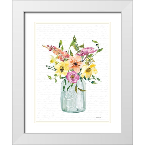 Kitchen Flowers I White Modern Wood Framed Art Print with Double Matting by lettered and lined