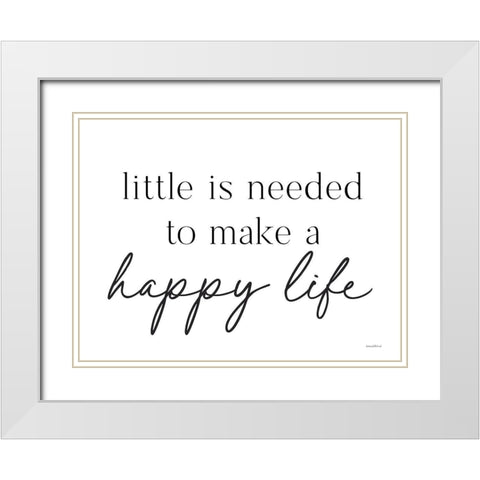 Happy Life White Modern Wood Framed Art Print with Double Matting by Lettered and Lined