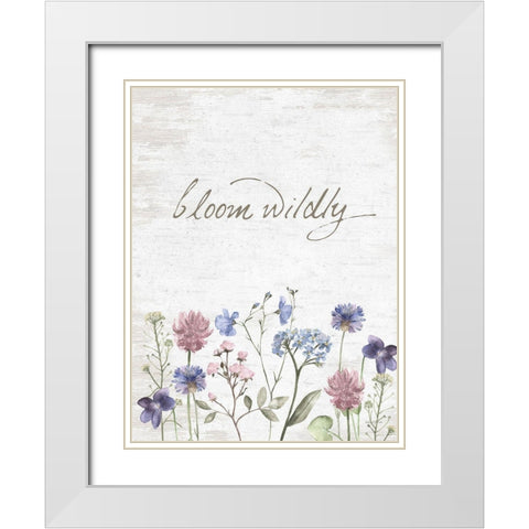 Bloom Wildly White Modern Wood Framed Art Print with Double Matting by Lettered and Lined