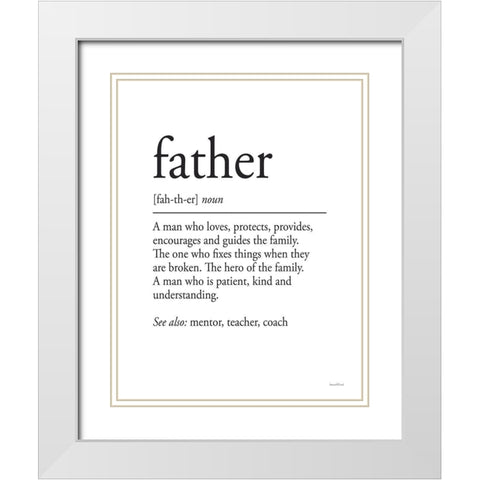 Father Definition 2 White Modern Wood Framed Art Print with Double Matting by Lettered And Lined