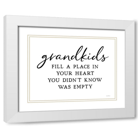 Grandkids White Modern Wood Framed Art Print with Double Matting by Lettered And Lined
