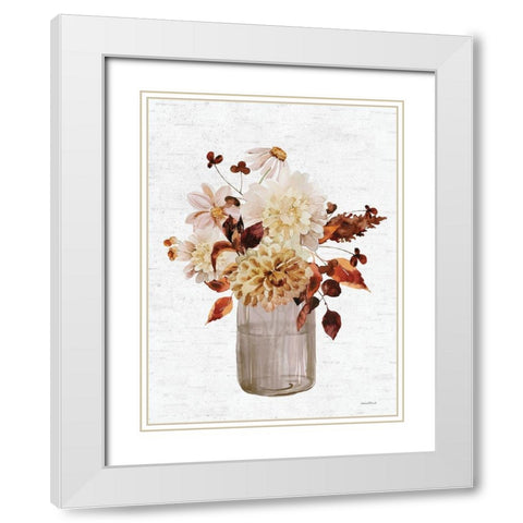 Autumn Floral White Modern Wood Framed Art Print with Double Matting by Lettered And Lined