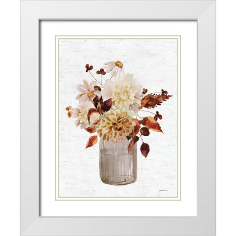 Autumn Floral White Modern Wood Framed Art Print with Double Matting by Lettered And Lined