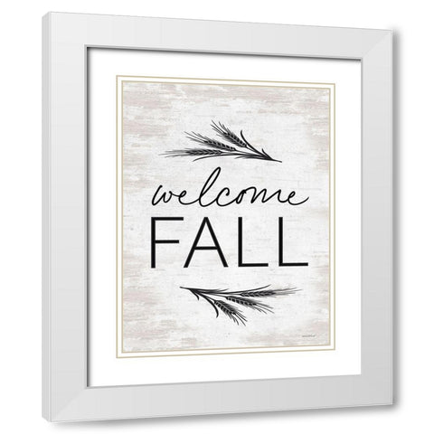 Welcome Fall White Modern Wood Framed Art Print with Double Matting by Lettered And Lined