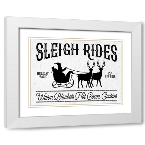 Sleigh Rides White Modern Wood Framed Art Print with Double Matting by Lettered and Lined