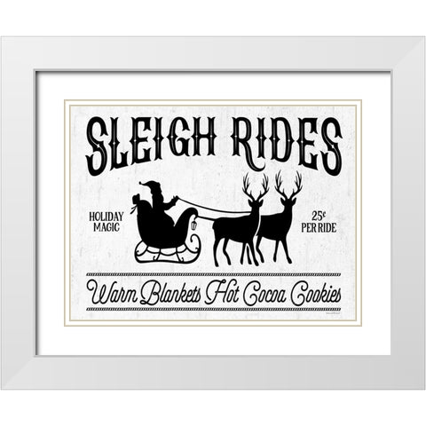 Sleigh Rides White Modern Wood Framed Art Print with Double Matting by Lettered and Lined