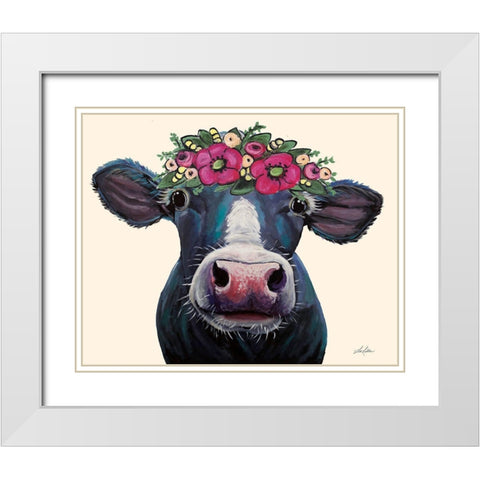 Clara Belle the Cow White Modern Wood Framed Art Print with Double Matting by Keller, Lee