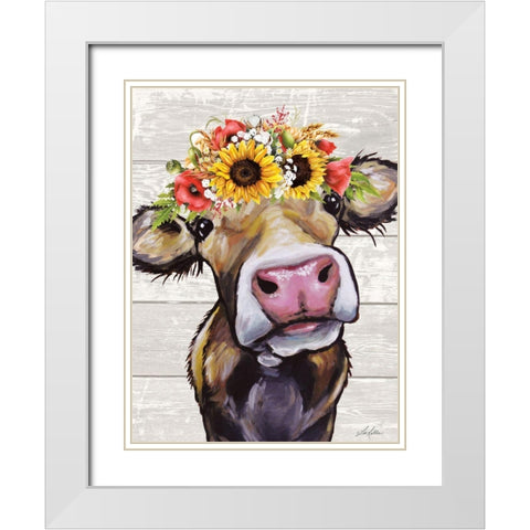 Sunflower Hazel White Modern Wood Framed Art Print with Double Matting by Keller, Lee