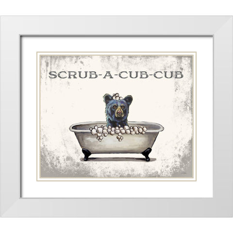 Scrub-a-Cub-Cub White Modern Wood Framed Art Print with Double Matting by Keller, Lee