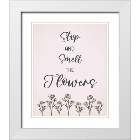 Stop and Smell the Flowers White Modern Wood Framed Art Print with Double Matting by Keller, Lee