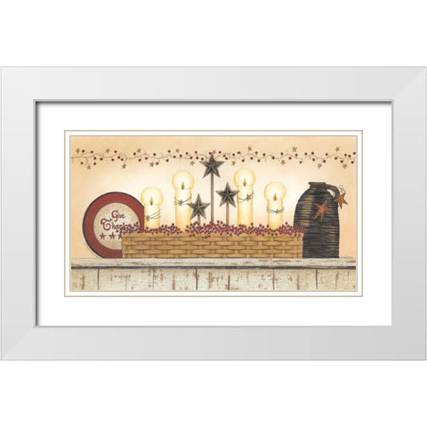 Give Thanks White Modern Wood Framed Art Print with Double Matting by Spivey, Linda