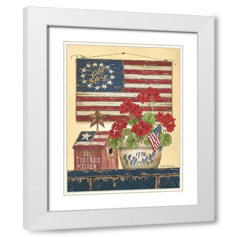 Americana Old Glory White Modern Wood Framed Art Print with Double Matting by Spivey, Linda