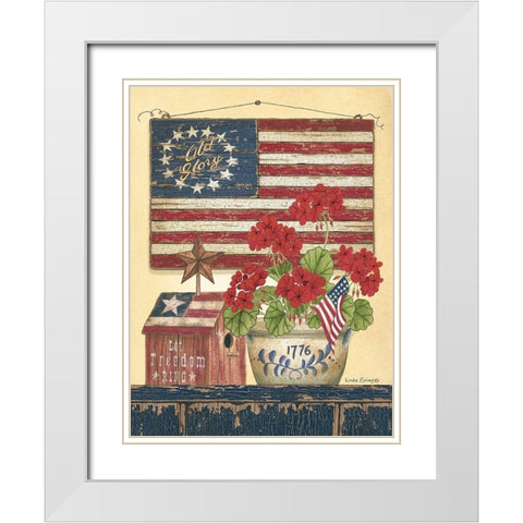 Americana Old Glory White Modern Wood Framed Art Print with Double Matting by Spivey, Linda