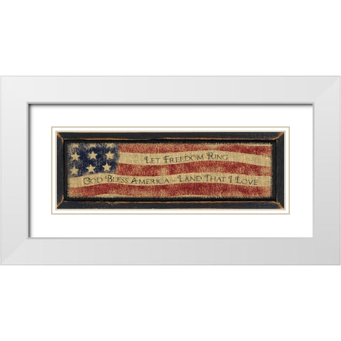 God Bless America White Modern Wood Framed Art Print with Double Matting by Spivey, Linda