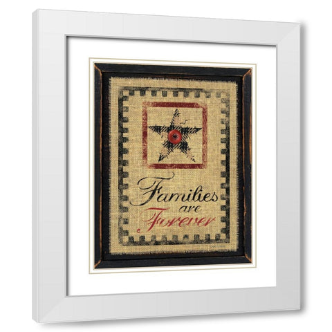 Families are Forever White Modern Wood Framed Art Print with Double Matting by Spivey, Linda