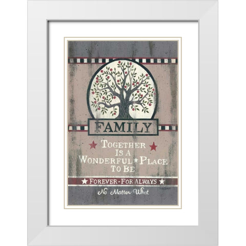 Family Tree White Modern Wood Framed Art Print with Double Matting by Spivey, Linda